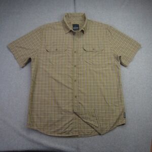 Prana Shirt Mens Large Plaid Short Sleeve Button Up Outdoor Casual Travel